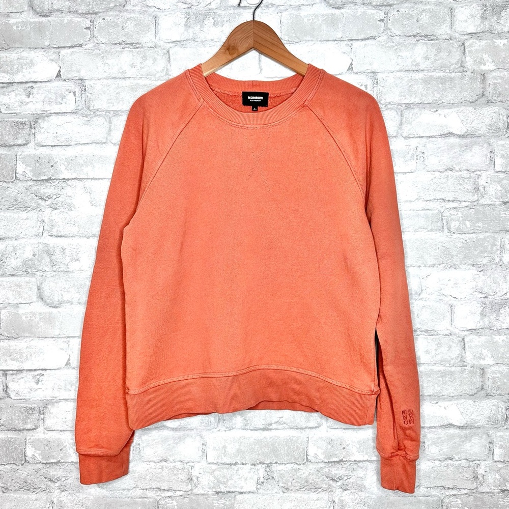 MONROW Georgia Peach Organic Cotton Raglan Sleeve Crewneck Sweatshirt - Picture 4 of 9